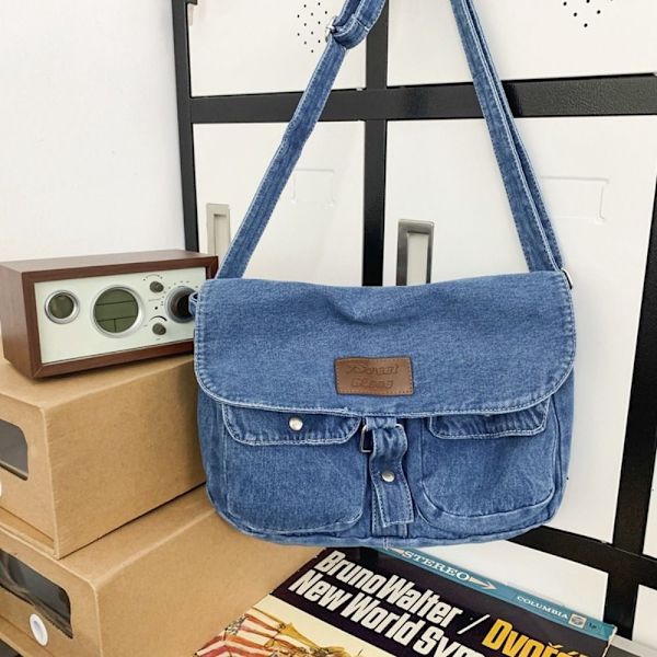 Denim Crossbody Taske Håndtasker LYSEBLÅ Light Blue