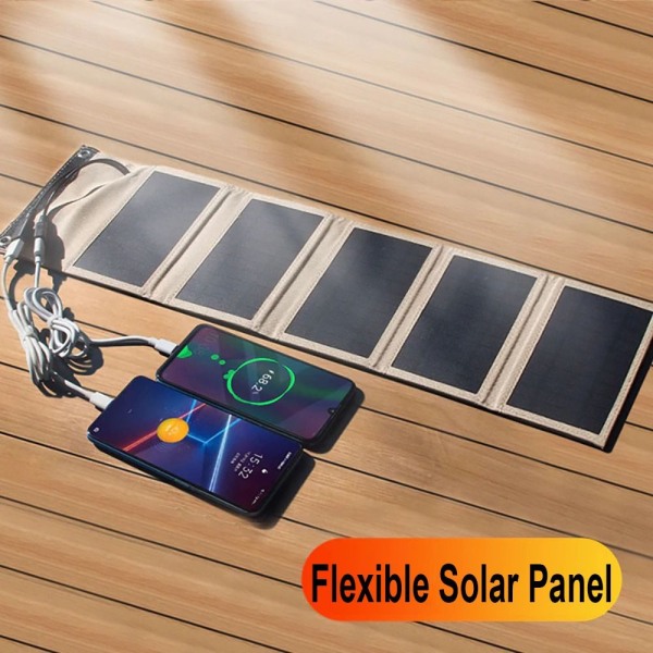 Fleksibel Solar Panel Power Bank 10W-SORT 10W-SORT 10W-Black