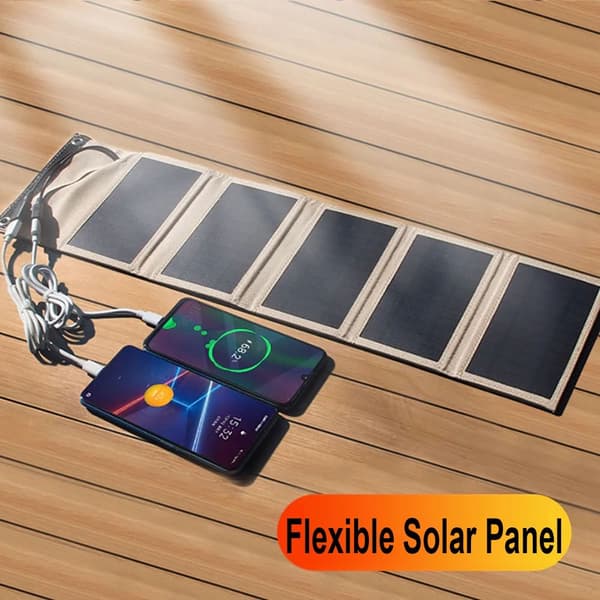 Fleksibel Solar Panel Power Bank 7W-SORT 7W-SORT 7W-Black
