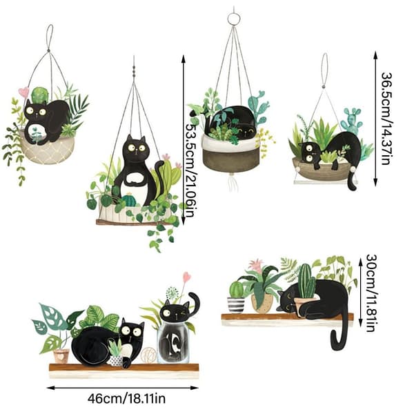 Veggklistremerke Cat Greenery Decals 2 2 2