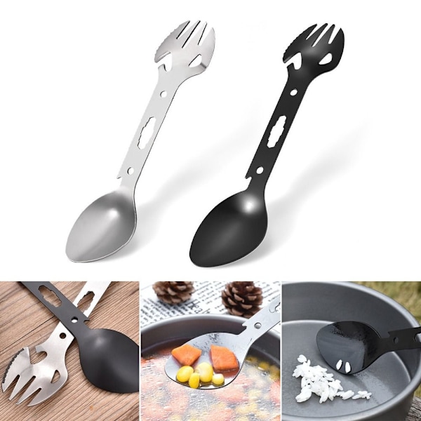Outdoor Fork Spoon Pullonavaaja MUSTA Black