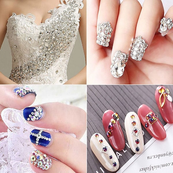 3x6 mm 1000 stk Glitter Facetter Rhinestone Flatback Applique SORT black