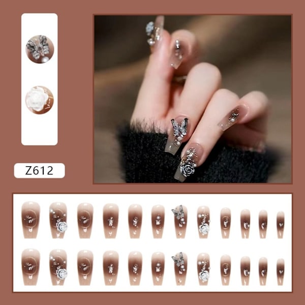 24 kpl Fake Nails pitkät ranskalaiset Z612 Z612 Z612