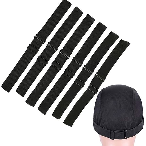 5st Peruk Fast Material Elastiskt band SVART 3CM 3CM black 3cm-3cm