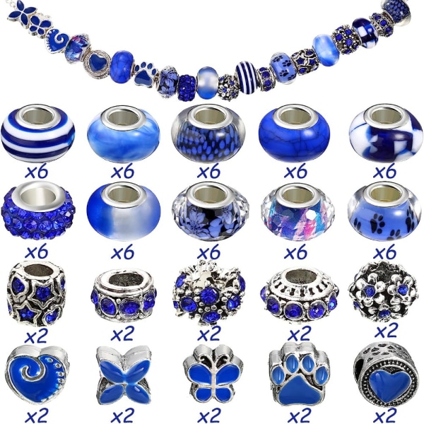 Large Hole European Beads glaspärlor Assorted