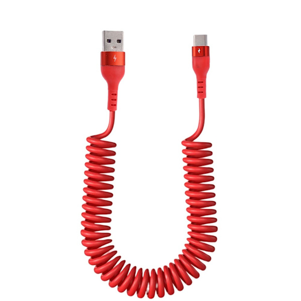 Spring Data Kabel Mobiltelefon Opladerkabel RØD 1M TYPE C TYPE Red 1mType C-Type C
