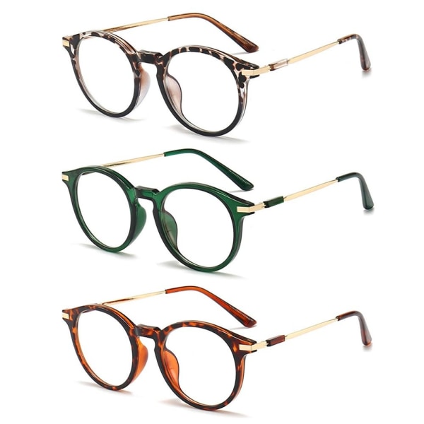 Anti-blått lys lesebriller Runde briller GRØNN STYRKE Green Strength 400