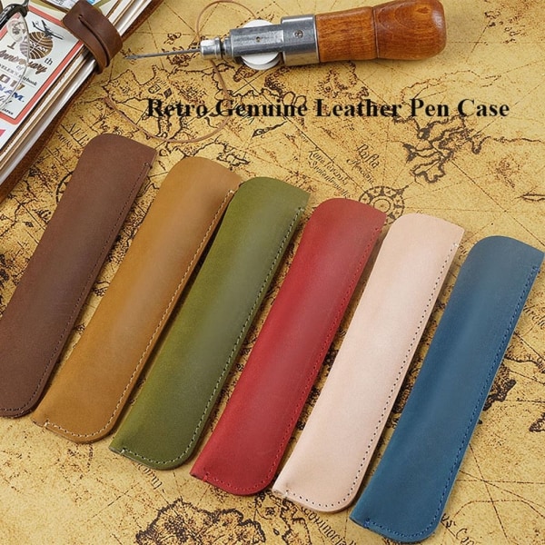 Retro Pen Case Læder Pencil Taske 3 3 3