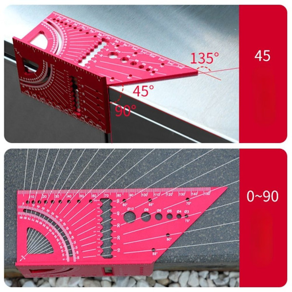 Trebearbeidingsvinkellinjal Gauge Gradskive 3D Multi Angle