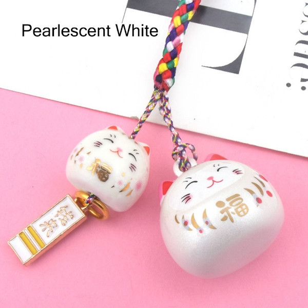 Dobbelt Lucky Cat Pendant Japansk Lucky Cat Cat Ornamenter Pearlescent White