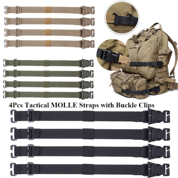 4stk Tactical MOLLE Stropper Kompresjonsstropper SVART Black