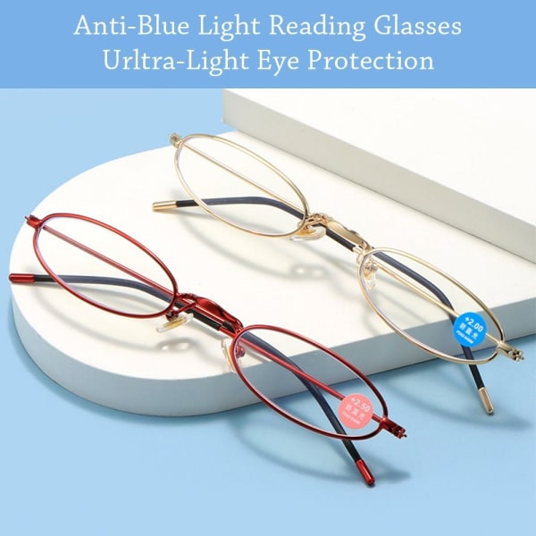 Anti-blått lys lesebriller Firkantede briller GULL STYRKE Gold Strength 300