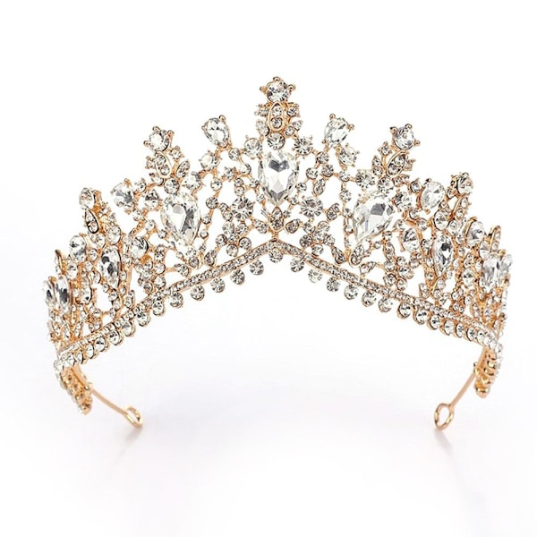 Krystall Vanndråpe Kroner Rhinestone Tiara Krone HVIT White