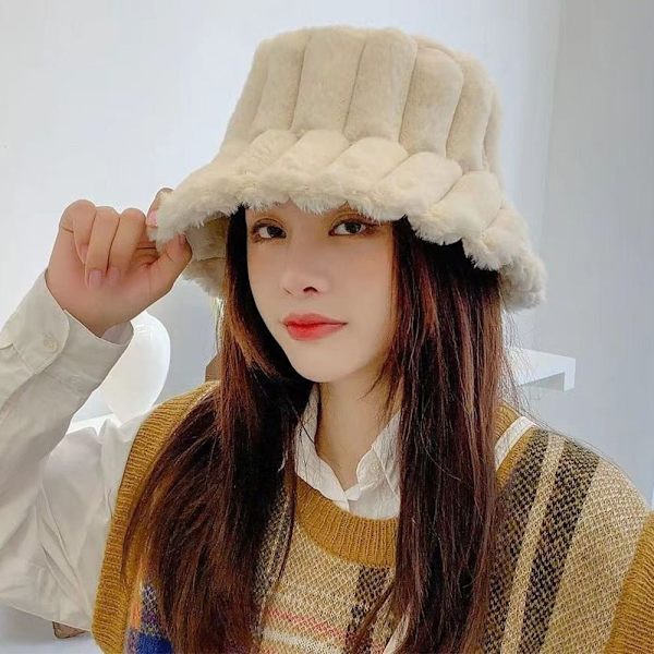 Plysj bøttehatt Fisherman Cap BEIGE Beige