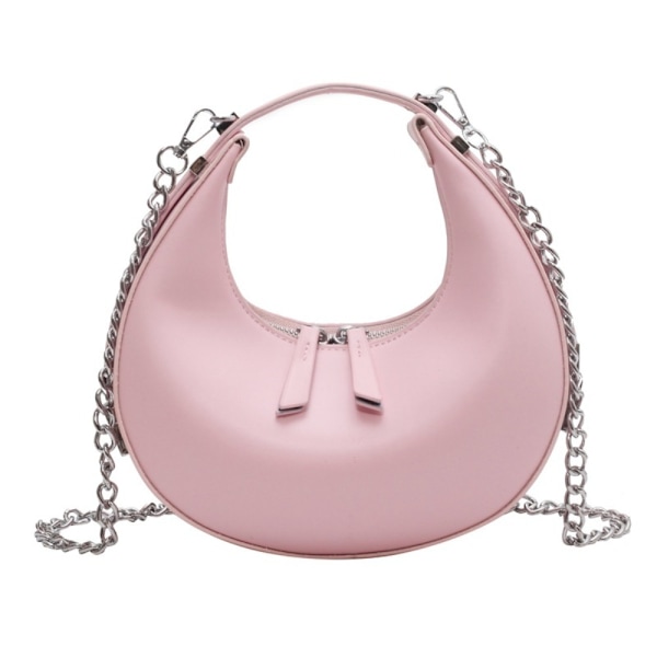 Läderhandväska Half Moon Väskor LJUSROSA Light Pink