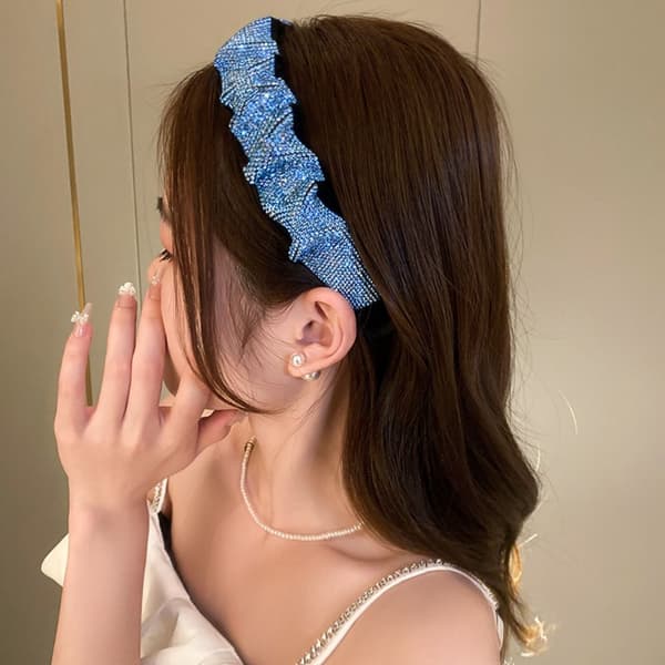 Dame pannebånd Rhinestone Hodeplagg BLÅ blue