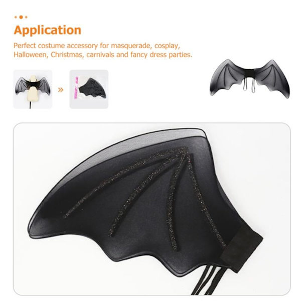 Musta Bat Wings Kids Fancy mekko Halloween Bat