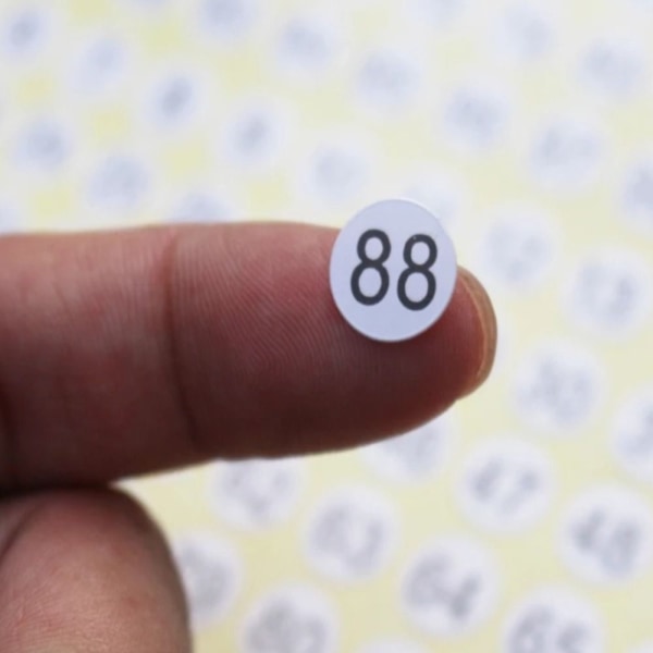 30 ark 1 till 100 nummeretiketter i följd Nummeretiketter