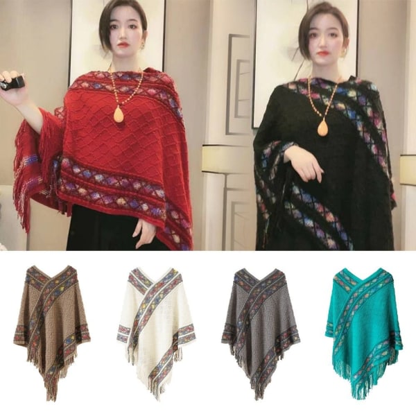 Mongolisk Poncho Rhombic Stripe Tofssjal GRÅ grey