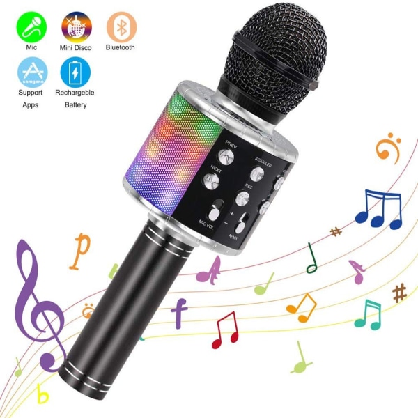 Trådløs Karaoke Mikrofon Bluetooth Højttaler SORT black