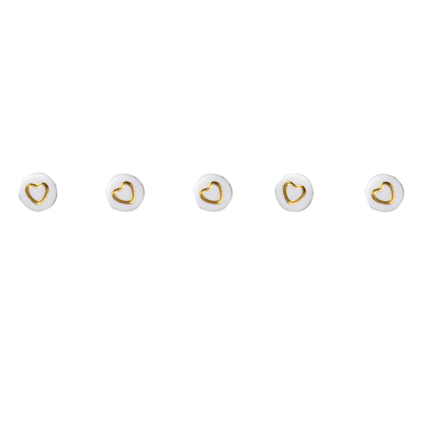 500 kpl 7x4mm valkoiset akryylihelmet Kultainen Heart Pony Bead