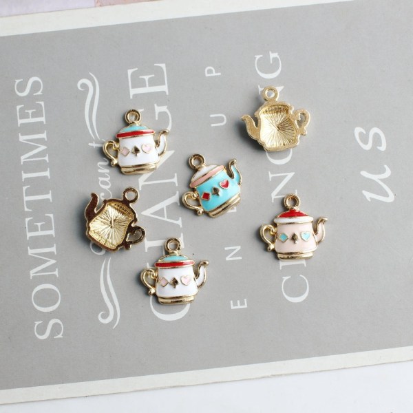 30 STK Emalje tekande Charms Kaffe Te Kedel Pot Charms Legering