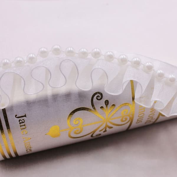 Handsydd Pearl Pearl Braid Lace Band VIT DUBBEL white double