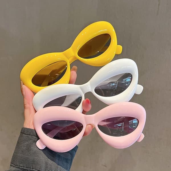Y2K Solglasögon Cat Eye VIT VIT White