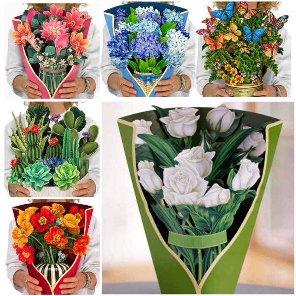 3D pop-up buket papirblomster 7 7 7