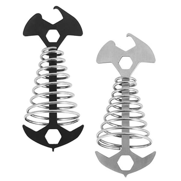 2kpl Spring Fishbone Anchor Telttatapit MUSTA Black