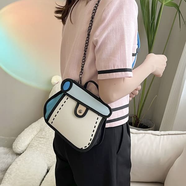 Kawaii Comic Handväskor Flickor Sommar Japanskt mode 2D Crossbody-väskor Pink