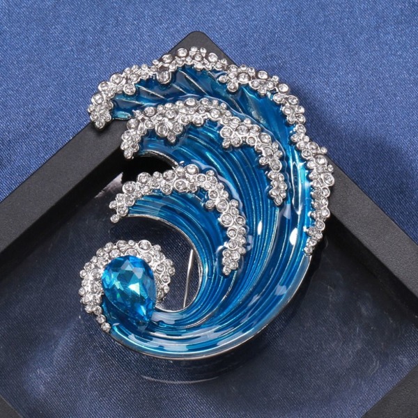 Blue Ocean Wave Broche Dame Broche Pins BLÅ 1 1 Blue 1-1