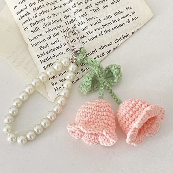 May Bells Keychain Knitting Key Chain BLÅ Blue