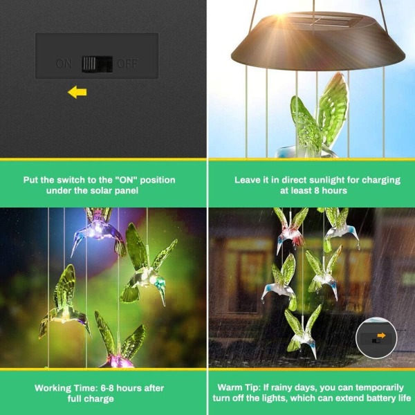 LED Wind Chime Solar Light 7 7 7