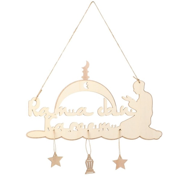 Eid Mubarak hänge träprydnad Ramadan Kareem dekoration C