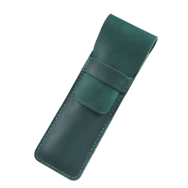Retro læder penholder Brun fyldepennepose GRØN SMALL Green Small-Small