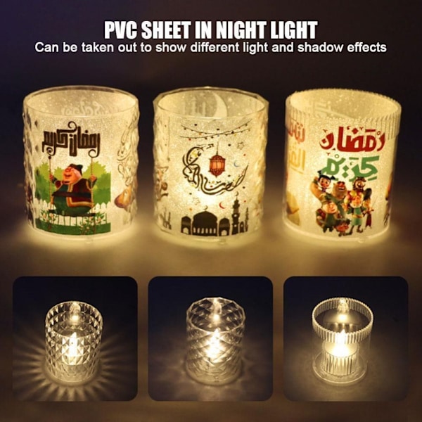 2 stk Ramadan Kareem LED-lys Eid Mubarak Dekorasjon