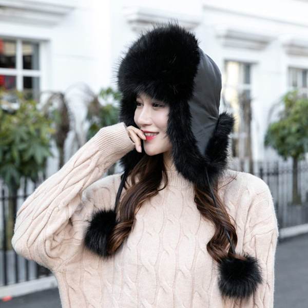 Forældre-barn Bomber Hatte Faux Fur Hat SORT BØRN BØRN black children-children