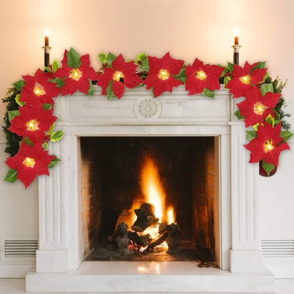 Julestjerne Garland kunstig blomsterstreng lys