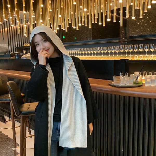 Strikket hettesjal Keep Warm Skjerf BEIGE beige