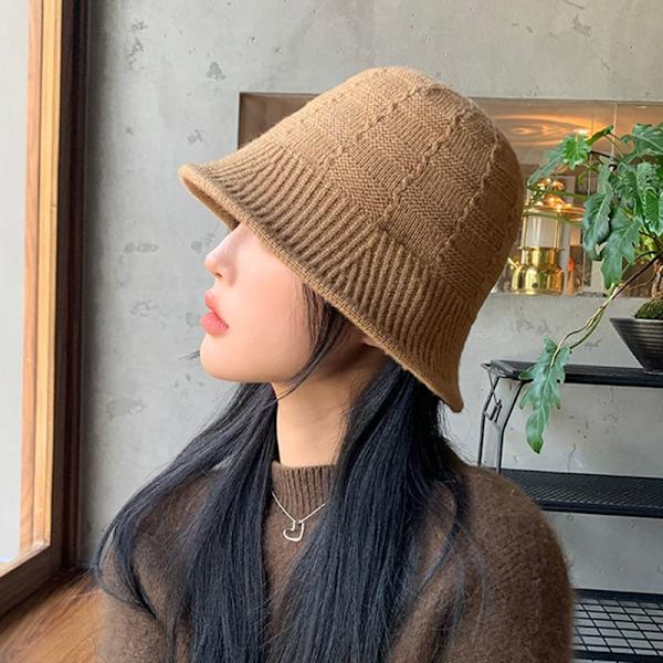 Knitted Bucket Hat Cuff Knit Beanie MUSTA black
