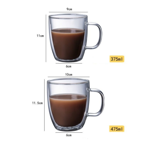 2x Glass Kaffekopp Glasskrus 300ML 300ML 300ML