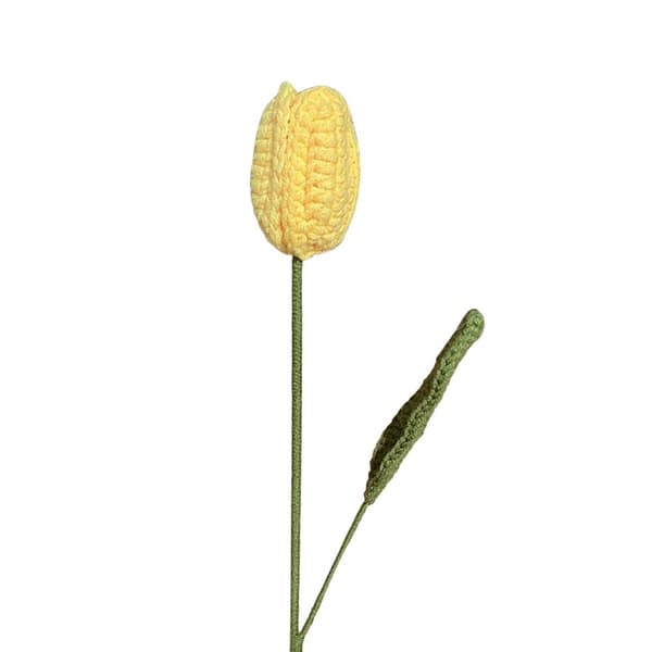Handstickad tulpanblomma Tulpanflätad blomma VIT White