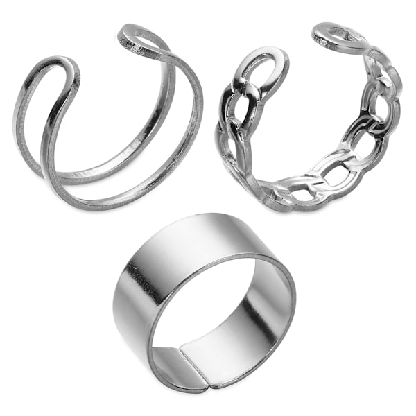 6 st ringar Set Stack Plain Band Punk
