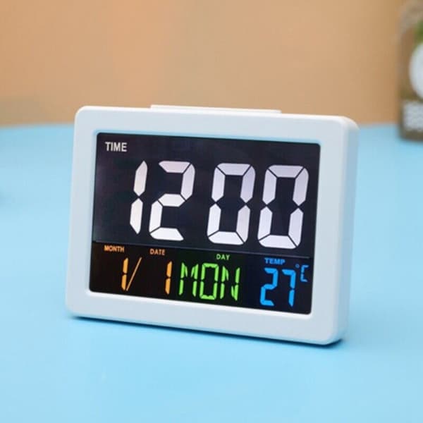 LED Klokke Skrivebordsklokke HVIT white
