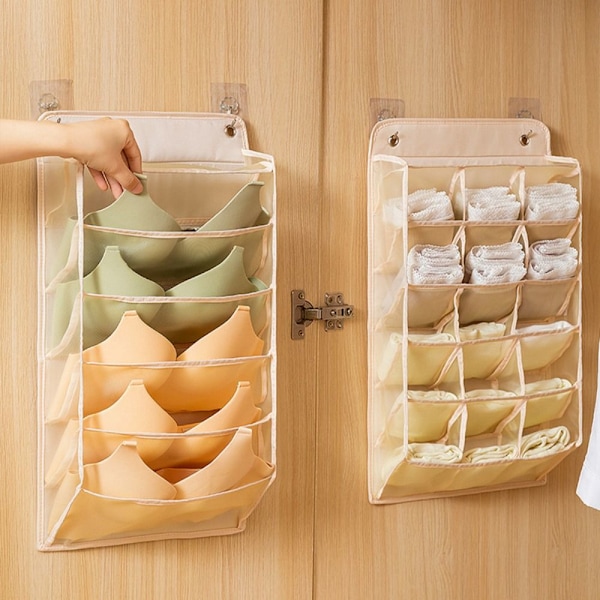 Riippuva Organizer Alusvaatteiden säilytyslaukku BEIGE SUKKILLE beige for socks panty-for socks panty