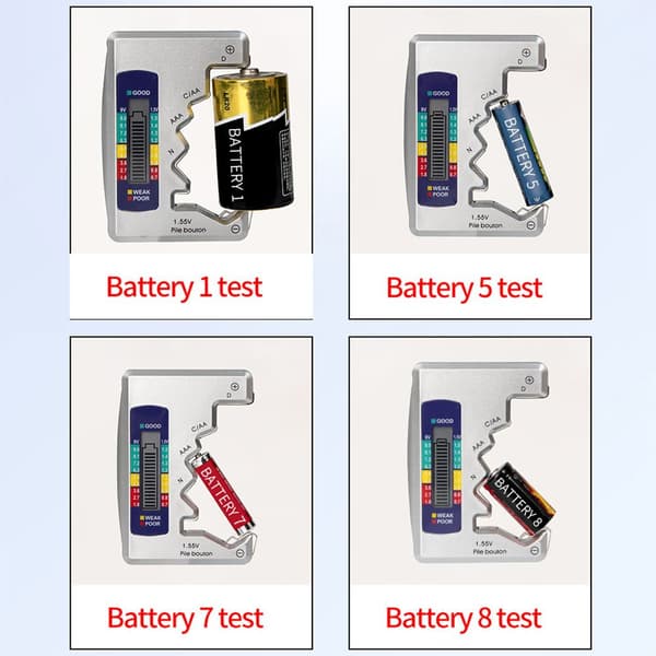 Digital batteritestare LCD-skärm silver
