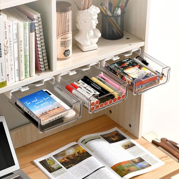 Skuffepind Stativ Under Skrivebord Skuffe Organizer TRANSPARENTE Transparente 20x23x7.5cm