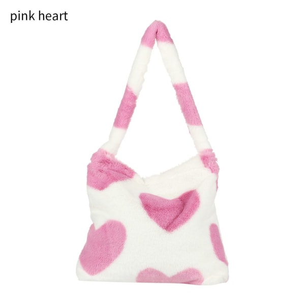 Fluffig Axelväska Shoppingväska pink heart