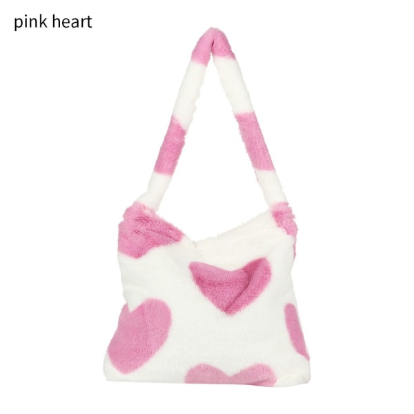 Fluffig axelväska shoppingväska ROSA HJÄRTA ROSA HJÄRTA pink heart